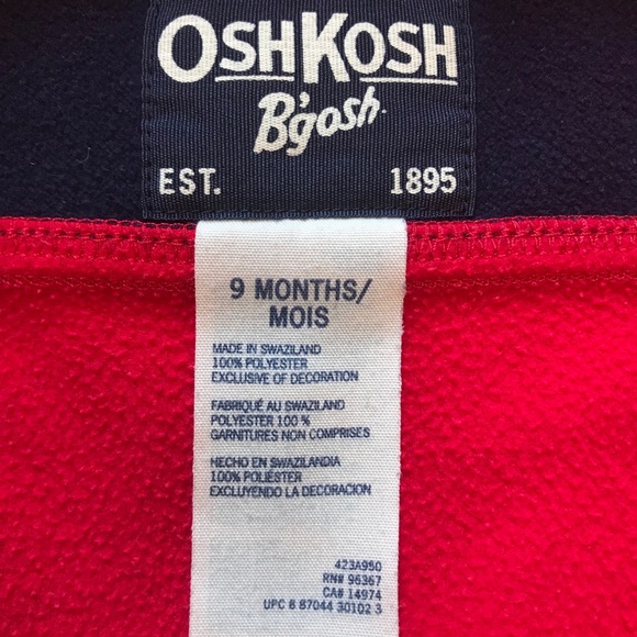 Oshkosh Red Baby Boy Jacket 9 Months - Picture 4 of 4